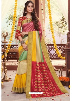 Beautiful Multi Colour Cotton Silk Printed Work Saree