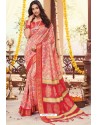 Pink Cotton Silk Printed Work Saree