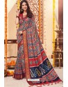 Pretty Multi Colour Cotton Silk Printed Work Saree