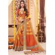 Mustard And Yellow Cotton Silk Printed Work Saree