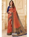 Red Silk Jacquard Work Designer Saree