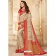 Light Beige Silk Jacquard Work Designer Saree