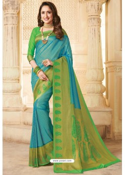 Sky Blue Silk Jacquard Work Designer Saree