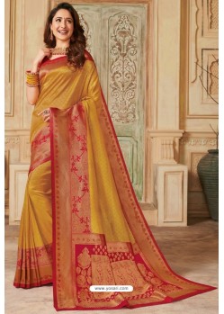 Mustard Silk Jacquard Work Designer Saree