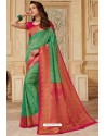 Jade Green Silk Jacquard Work Designer Saree