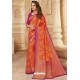 Tomato Red Silk Jacquard Work Designer Saree