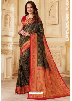 Black Silk Jacquard Work Designer Saree