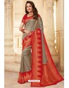 Grey Silk Jacquard Work Designer Saree