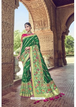 Dark Green Silk Designer Traditional Saree