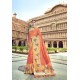 Dark Peach Silk Designer Traditional Saree