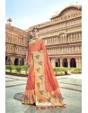 Dark Peach Silk Designer Traditional Saree