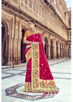 Crimson Silk Designer Traditional Saree