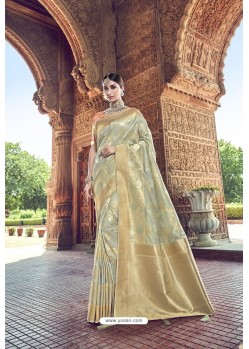 Grayish Green Silk Designer Traditional Saree