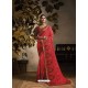 Crimson Heavy Zari Embroidered Designer Saree