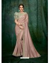 Old Rose Satin Georgette Embroidered Party Wear Saree