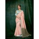 Peach Silk Chiffon Embroidered Party Wear Saree