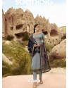 Grey Satin Georgette Embroidered Straight Suit