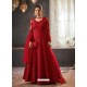 Red Net Heavy Embroidered Designer Anarkali Suits