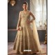 Beige Net Heavy Embroidered Designer Anarkali Suits