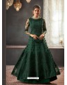 Dark Green Net Heavy Embroidered Designer Anarkali Suits