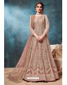 Light Pink Net Embroidered Party Wear Anarkali Suit