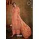 Orange Jacquard Designer Palazzo Suit