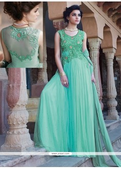 Jaaz Turquoise Blue Net Designer Gown