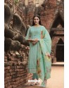 Firozi Pure Georgette Lucknowi Embroidered Straight Suit