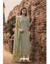 Taupe Pure Georgette Lucknowi Embroidered Straight Suit