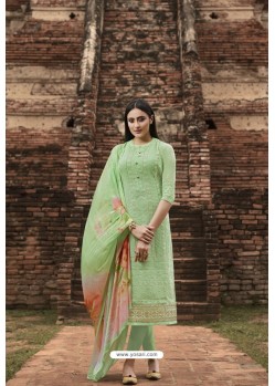 Sea Green Pure Georgette Lucknowi Embroidered Straight Suit