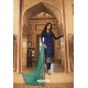 Navy Blue Jacquard Zari Embroidered Straight Suit