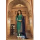 Teal Jacquard Zari Embroidered Straight Suit