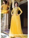Amazing Yellow Net Designer Gown