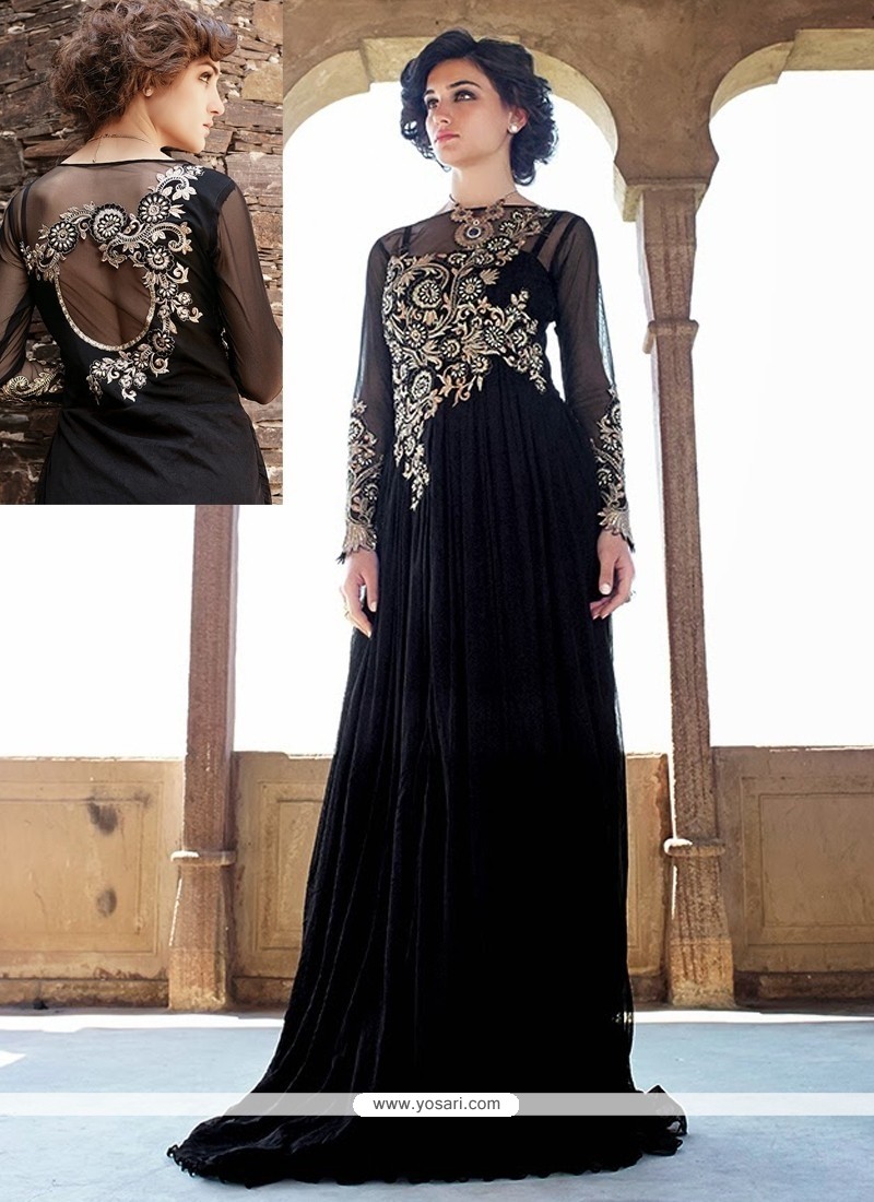 Splendid Black Net Designer Gown