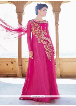 Hot Pink Net Designer Gown