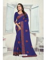 Royal Blue Art Silk Resham Embroidered Saree