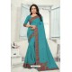 Turquoise Art Silk Resham Embroidered Saree