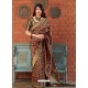Maroon And Gold Banarasi Silk Jacquard Worked Designer Saree