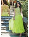 Fabulose Green Net Designer Gown