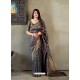 Navy Blue Banarasi Silk Jacquard Worked Designer Saree