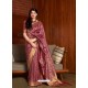 Medium Violet Banarasi Silk Jacquard Worked Designer Saree