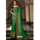 Forest Green Soft Silk Embroidered Designer Wedding Saree
