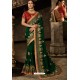 Dark Green Soft Silk Embroidered Designer Wedding Saree