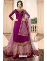 Purple Satin Georgette Embroidered Designer Lehenga Style Suit
