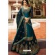 Teal Blue Satin Georgette Embroidered Designer Lehenga Style Suit