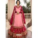 Pink And Rani Satin Georgette Embroidered Designer Lehenga Style Suit