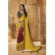Yellow And Maroon Designer Silk Party Wear Saree