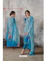 Blue Georgette Digital Printed Straight Suit