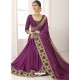 Purple Vichitra Silk Embroidered Designer Saree