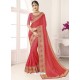 Crimson Vichitra Silk Embroidered Designer Saree